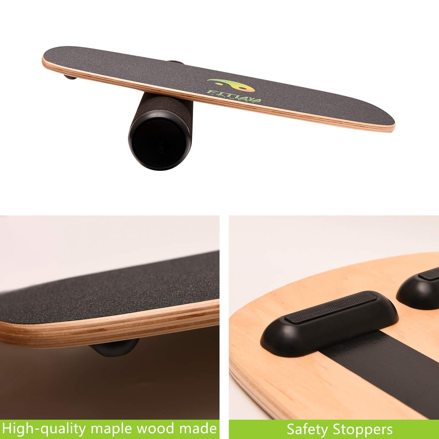 Fitlaya Fitness Balance Board Trainer Wooden Training Equipment for Fitness Workout, Hockey‎, Skateboarding, Surfing and Snowboarding (YING YANG)