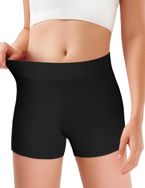 JOCMIC Girls Athletic Shorts Kids Dance High Waisted Yoga Short for Bike Gym Volleyball Running Black 11-12 Years