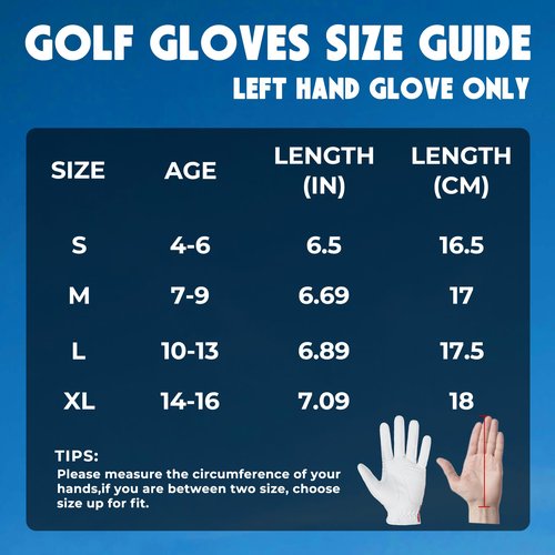 HANDLANDY Golf Gloves for Kids Boys and Girls, 1-Pack Left Hand, Breathable Comfort Gloves Gift for Youth Toddler Junior (American Flag, Medium, Age 7-9)