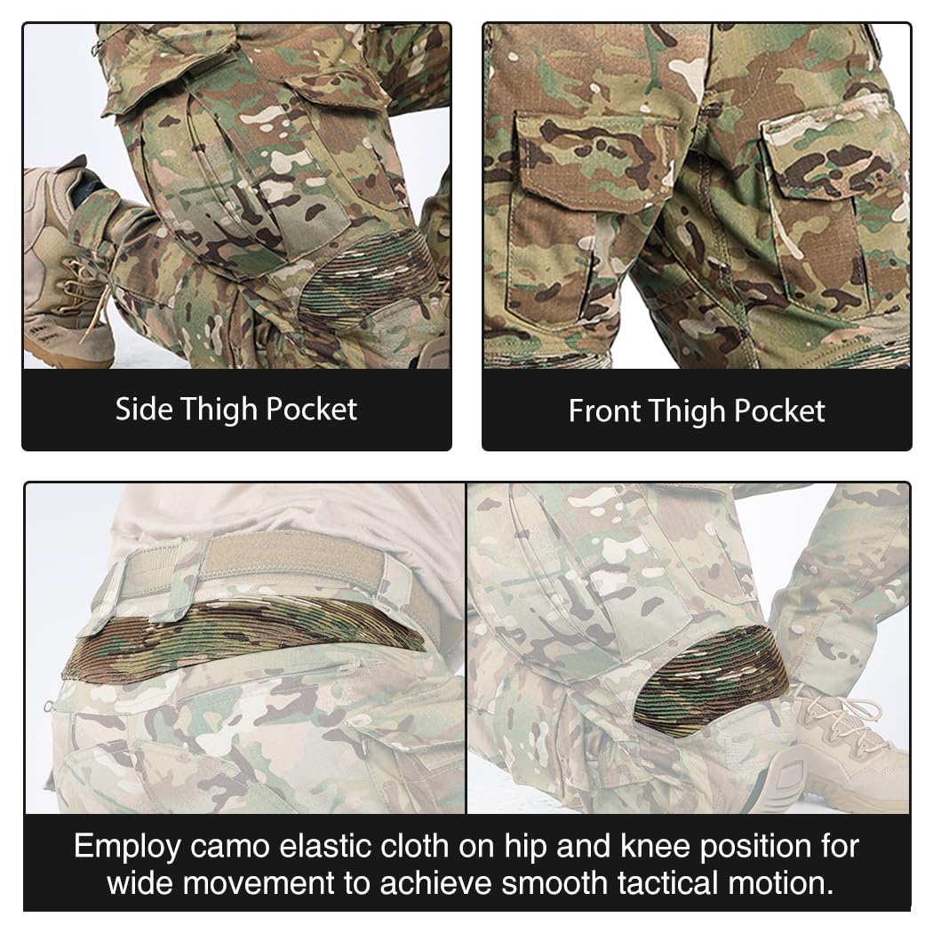 IDOGEAR OUTDOOR Men’s G3 Combat Uniform Tactical Camouflage Apparel Set For Hunting Airsoft Paintball Milsim With Knee Pads(camo,Medium)
