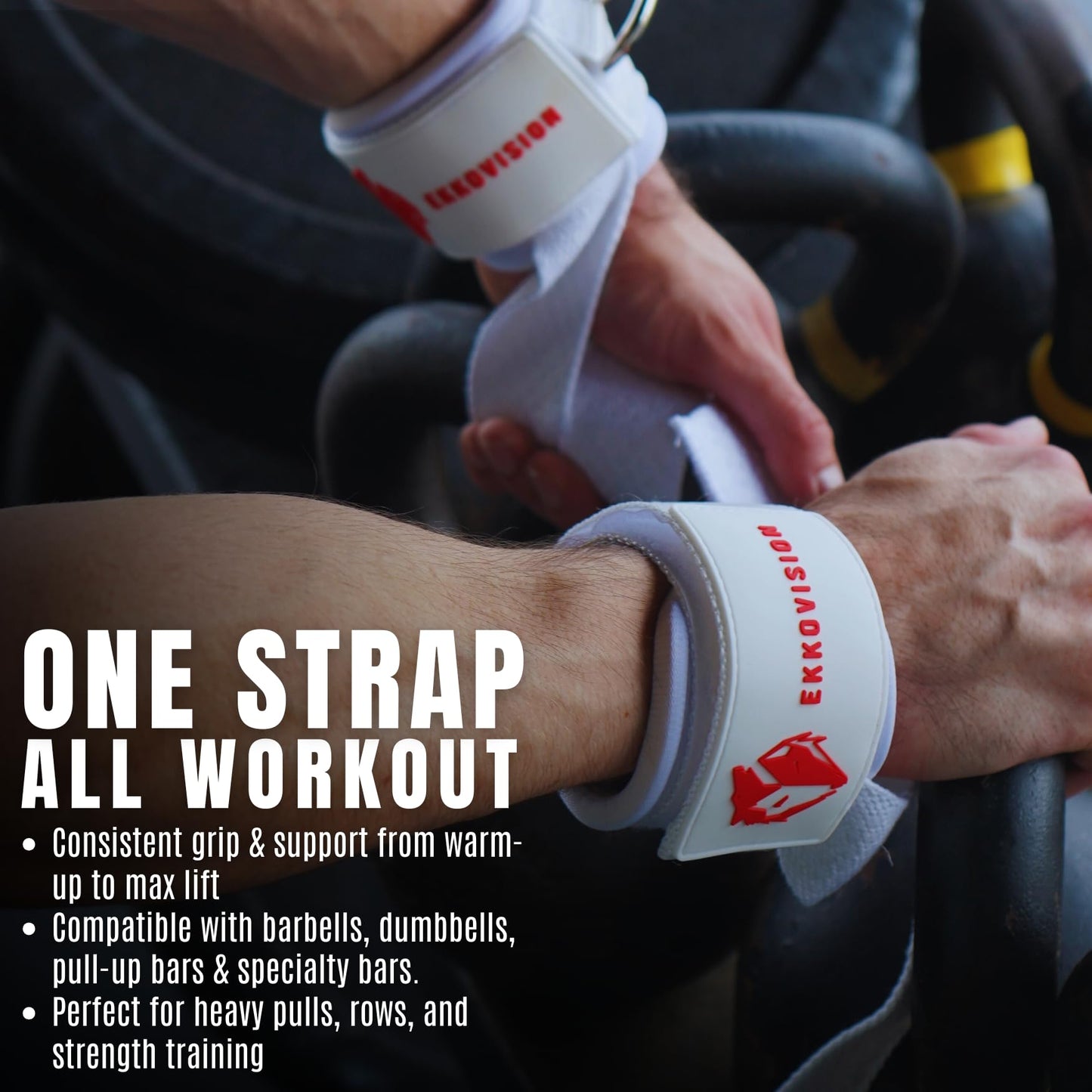 Ekkovision EKKO Weight Lifting Straps With Cuffed D Ring, Wrist Support for Men, Heavy Duty Thick Comfortable Lifting Straps, Secure Fit, Enhanced Grip, Straps for Weightlifting & Gym Training