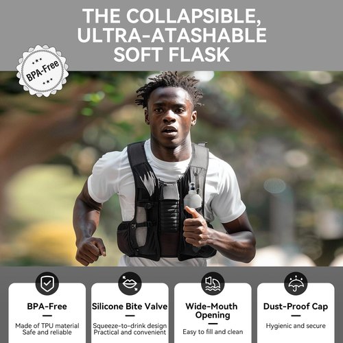 CXWLJL 500ml Soft Flask Soft Water Bottle for Running, Hiking, Travelling, Cycling and Climbing - 2Pcs White