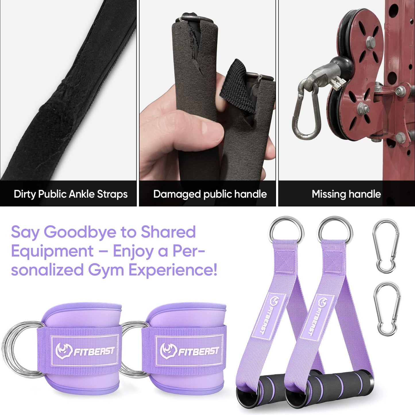 FitBeast Ankle Straps for Cable Machines Women, Gym Ankle Straps & Handles