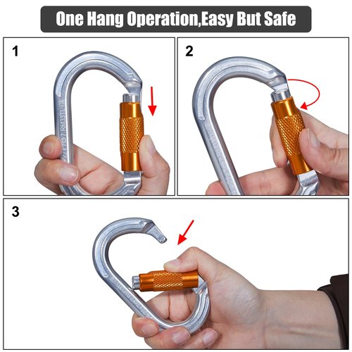 RESQT 22KN Auto Locking Carabiner, Heavy Duty Climbing Carabiners Twist Lock for Rock Climbing, Camping, Rappelling, Hunting, Rescue Equipment