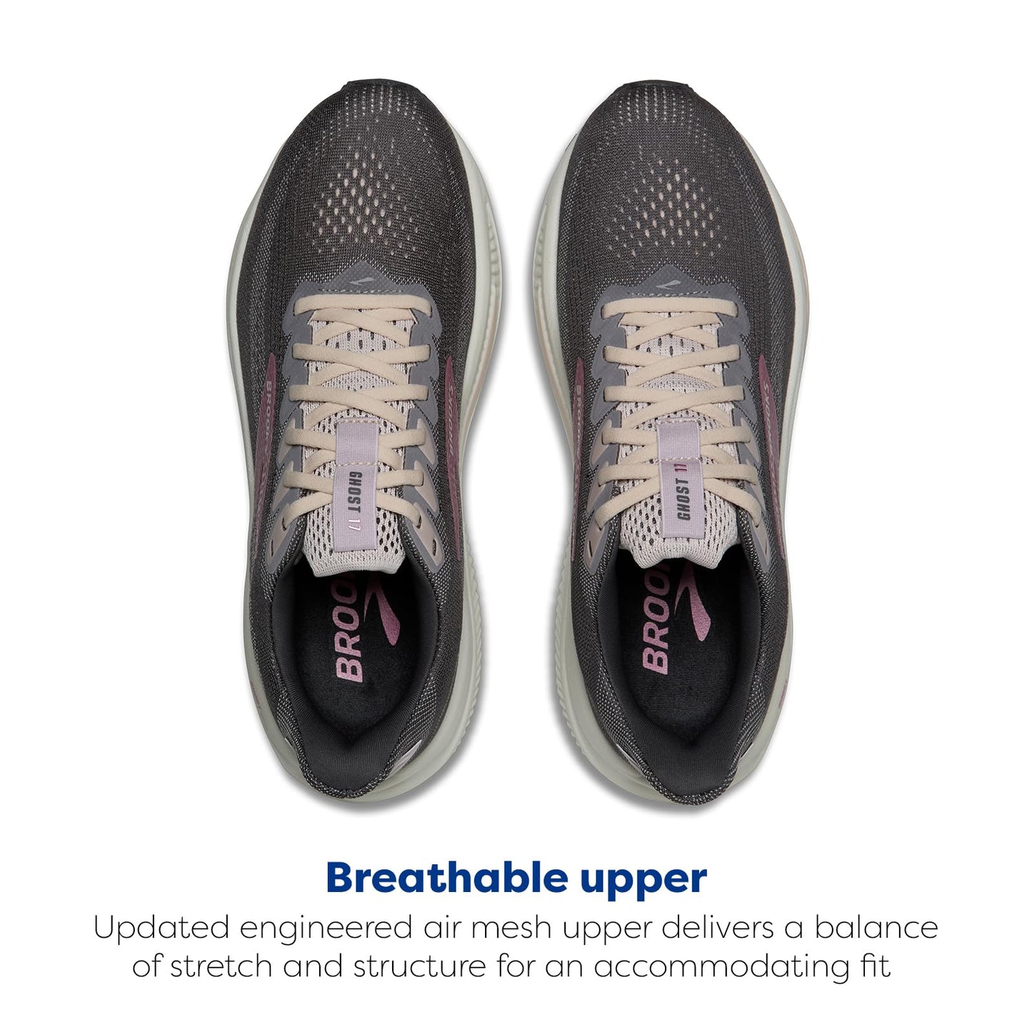 Brooks Women’s Ghost 17 Neutral Running Shoe - Poppy Seed/Pink/Bluewash - 5.5 Medium