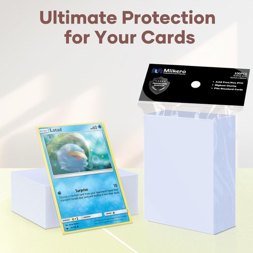 Mlikero 600 Count Card Sleeves, Clear Soft Trading Card Sleeves, Polypropylene (PP), Fit for MTG, TCG, Baseball, Football, Game Cards