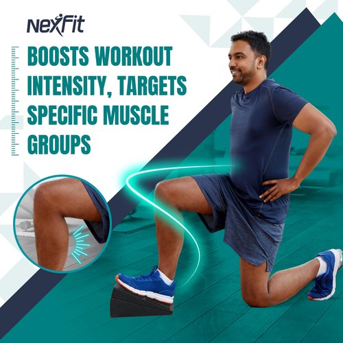 NexFit Adjustable Squat Wedge Block - Set of 3 Portable Slant Board for Squats, Calf Stretch, Weightlifting & Physical Therapy | Supports 520 lbs, Multi-Angle 8.5°, 17°, 34° for Gym & Home Workout
