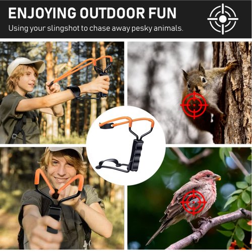 DADONFANG Professional Slingshot Set for Adults - A Simple but Powerful Hunting and Shooting Slingshot with a Sturdy Sling Shot Bow, 2 Packs of Slingshot Ammo, and a Slingshot Band.