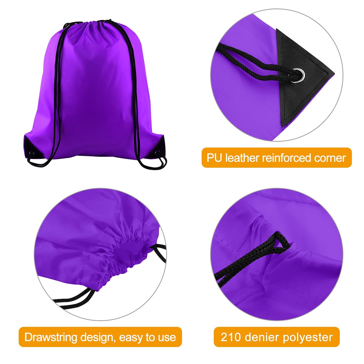 PLULON 25 Pcs Purple Drawstring Backpack Bags Bulk String Backpack Cinch Sack Pull Sport Gym Backpack Bags for Yoga Traveling Outdoor Sports