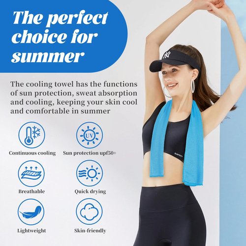 4 Packs Cooling Towels(40"x12"), Soft Breathable Cooling Towels for Neck and Face with Waterproof Bag & Carabiner, Microfiber Cooling Towel for Yoga, Sport, Running, Gym, Workout, Camping, Fitness