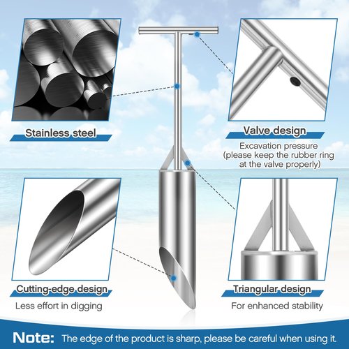Blulu Upgrade Clam Gun 36 Inch Stainless Steel for Clamming with Vent Pipe and Valve Labor-Saving Clam Hunting Recreational Tool for Digging, Razor, Weevils and Mussels on The Beach