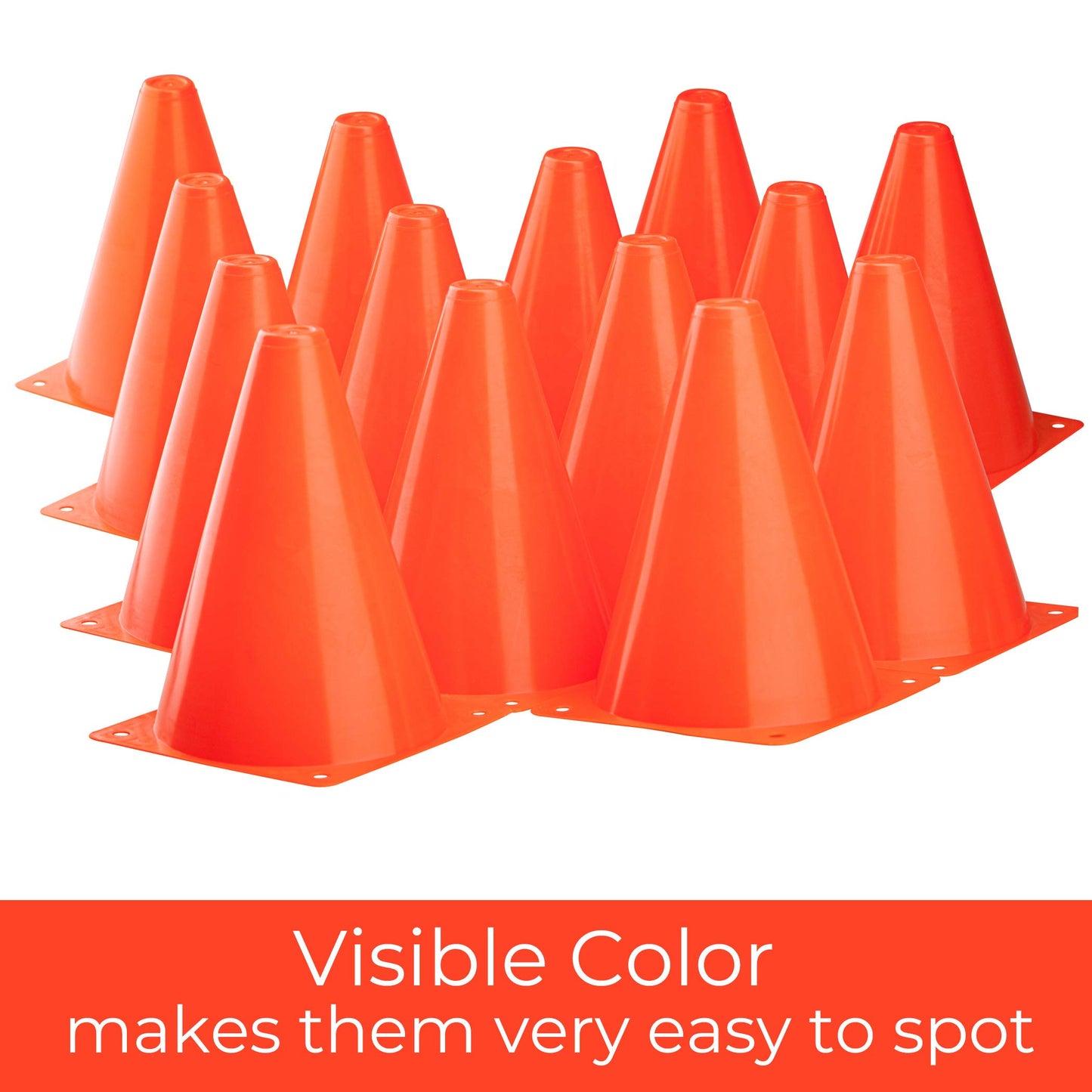 CARTMAN 7 Inch 24 Pack Sports Cones, Agility Field Marker Cones, Plastic Traffic Training Cones for Outdoor Activity & Festive Events