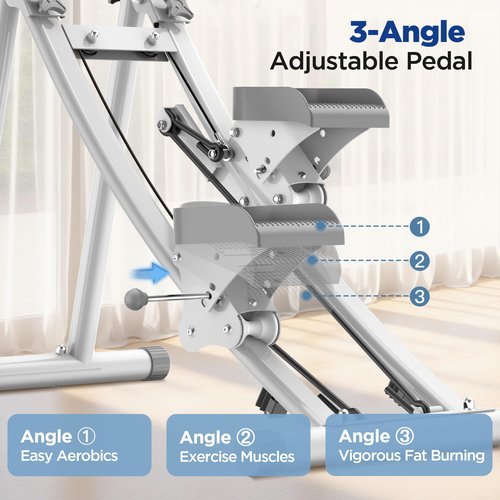 Winfita Stair Stepper for Home Gym Exercise, Stair Climber for Full Body Workout with Adjustable Handlebar & Pedals, Compact Foldable Vertical Cardio Exercise Climber with LCD Display (White)