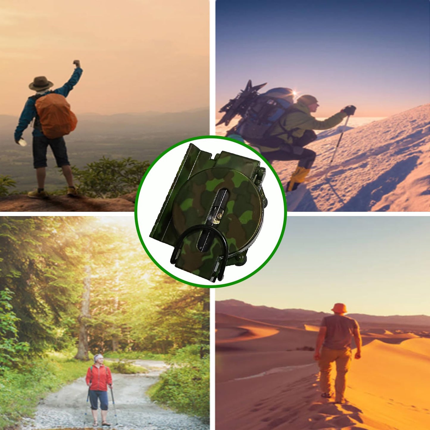 Military Compass, JYEASTZ Compasses Military Grade for Hiking Survival, Waterproof Durable Boy Scout Compass Lensatic Compasses Multifunctional Outdoor for Hunting Camping (Camouflage)