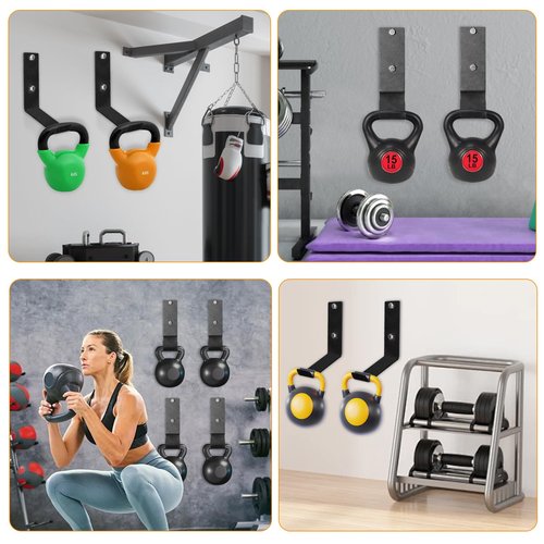 Kettlebell Storage Rack Wall Mounted: Heavy Duty Kettlebells Storage Hanger for Workout Gym Home 2 Pcs