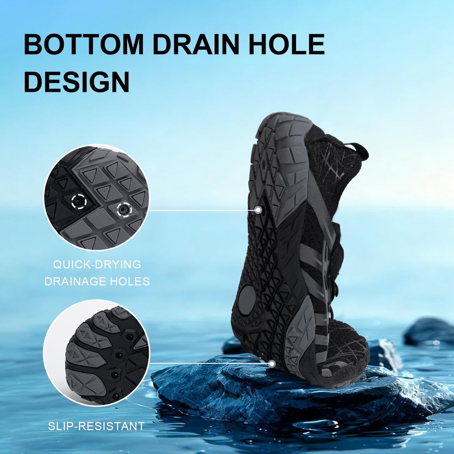 ELETON Barefoot Shoes Women Men Footwear, Wide Toe Box Hiking Zero Drop Non-Slip Quick-Dry River Boat Pool Beach Water Shoes, Lightweight Swimming Running Walking Sneakers Unisex