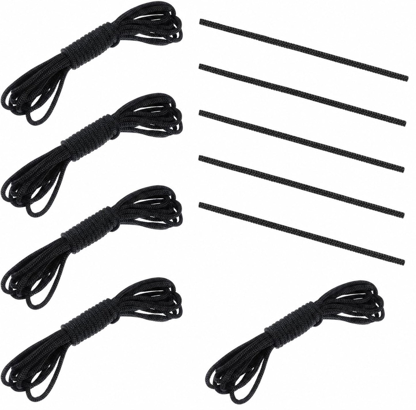 Fabbay 5 Pieces Trampoline Net Connection Rope 15 Feet/ 4.6 M Long, 5 mm/ 0.2 Inch Thick Braided Tie Down Rope Trampoline Replacement Parts Long Safety Trampoline Net Cords for Enclosure Nets, Black