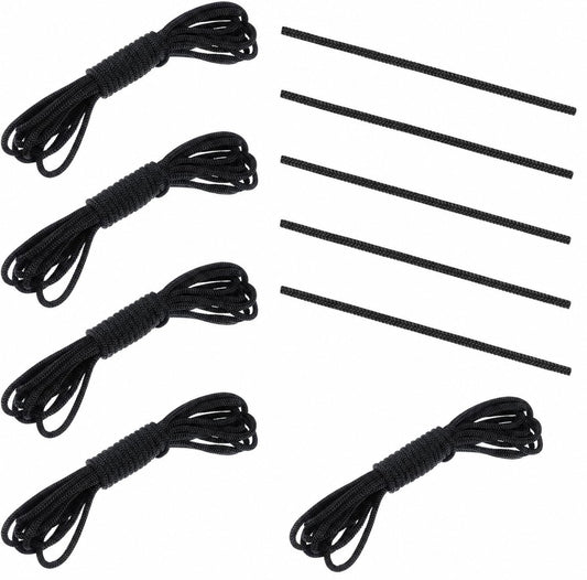 Fabbay 5 Pieces Trampoline Net Connection Rope 15 Feet/ 4.6 M Long, 5 mm/ 0.2 Inch Thick Braided Tie Down Rope Trampoline Replacement Parts Long Safety Trampoline Net Cords for Enclosure Nets, Black
