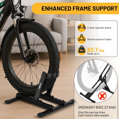 Favoto Floor Bike Stand – Ebike Parking Rack, Road & Mountain Bike Stand, Fits 20"-29" Wheels (Fat Tire Compatible), Ideal for Indoor & Garage Use