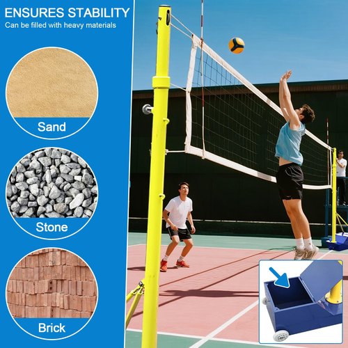 QXYXSM Volleyball Poles, Badminton Net Stand with Movable Heavy Duty Base, 5ft-6.8ft Adjustable Height,for Indoor/Outdoor Backyard School Adults Kids Stadium