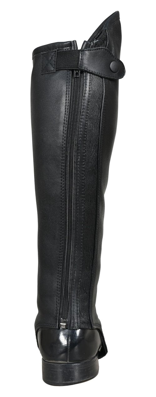 euro fizz Half Chap Gaiter Extra Grip Non Slip Full Grain Takey Cow Leather (Black, Large)
