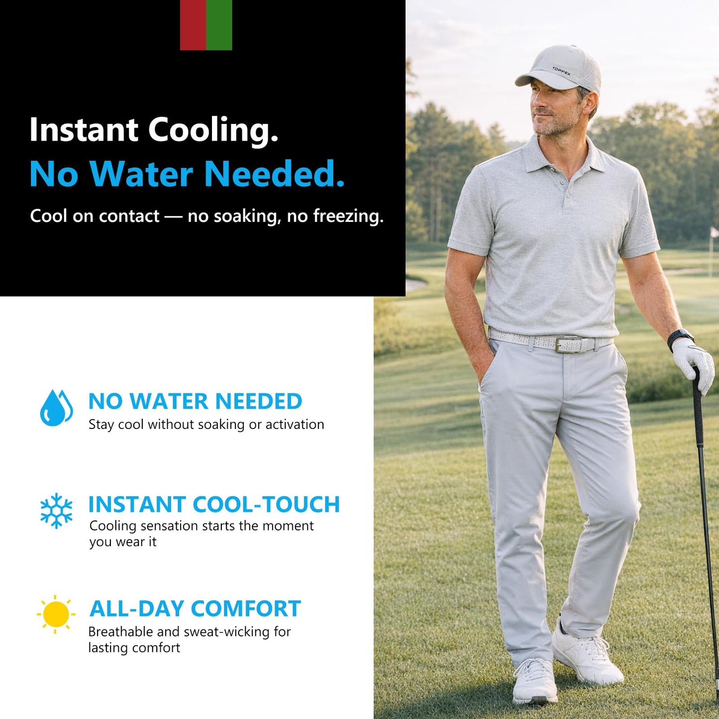 TOP-EX Cooling Performance Baseball Hats Caps for Men Waterproof Breathable Running Golf Sun UV Protection Fitted Workout Big Head Sweat Adjustable Navy Blue Medium Large M L