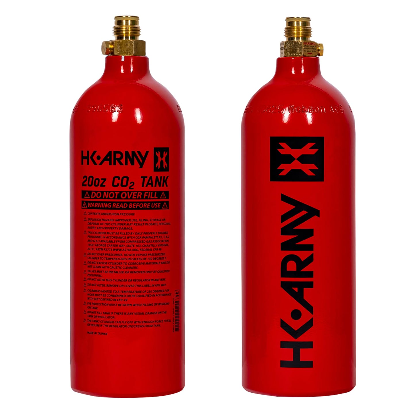 HK Army 20oz Aluminum CO2 Tank - High Pressure Compressed Air System for Paintball & Airsoft Gear - Red