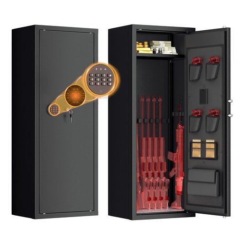 Greenvelly 10 Gun Safe for Rifles and Pistols,Gun Cabinet with Password Lock for Home,Office,Bedroom(10-14Guns,Assembly Required)