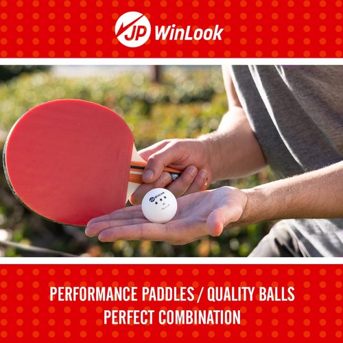 JP WinLook Ping Pong Paddle Set - Four Professional Table Tennis Paddles, Eight Balls, and A Case for Indoor & Outdoor Play - Premium Ping Pong Racket Set for All Players