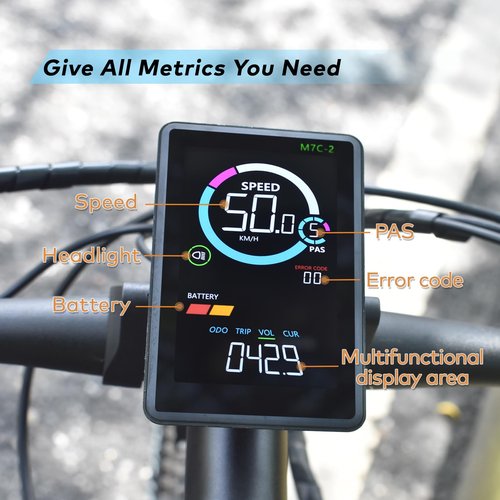 Mcezdy Ebike Display, UART No. 2 Protocol, 24V-60V ABS Colorful Cycling Computer with Charging Port for Mobile Devices, Vertical Ebike LCD Display to Enrich Cycling Journey Black