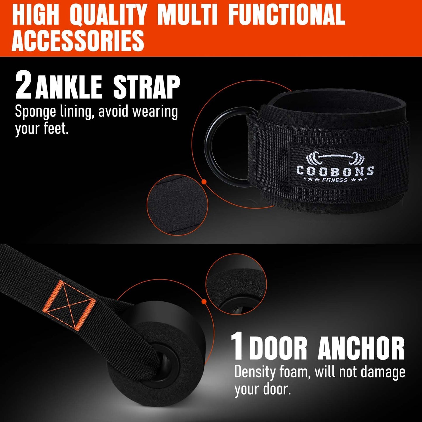 Resistance Bands with Handles, 225lb Exercise Bands for Working Out, Fitness Bands, Workout Bands with Door Anchor and Ankle Straps, Physical Therapy, Yoga, Strength Training Home Gym Equipment