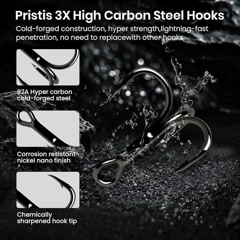 Pristis 3 Pcs Topwater Fishing Plopper Lures - Floating Popper Bait Set (Variation: 3 Pcs Double- blade Color Set)