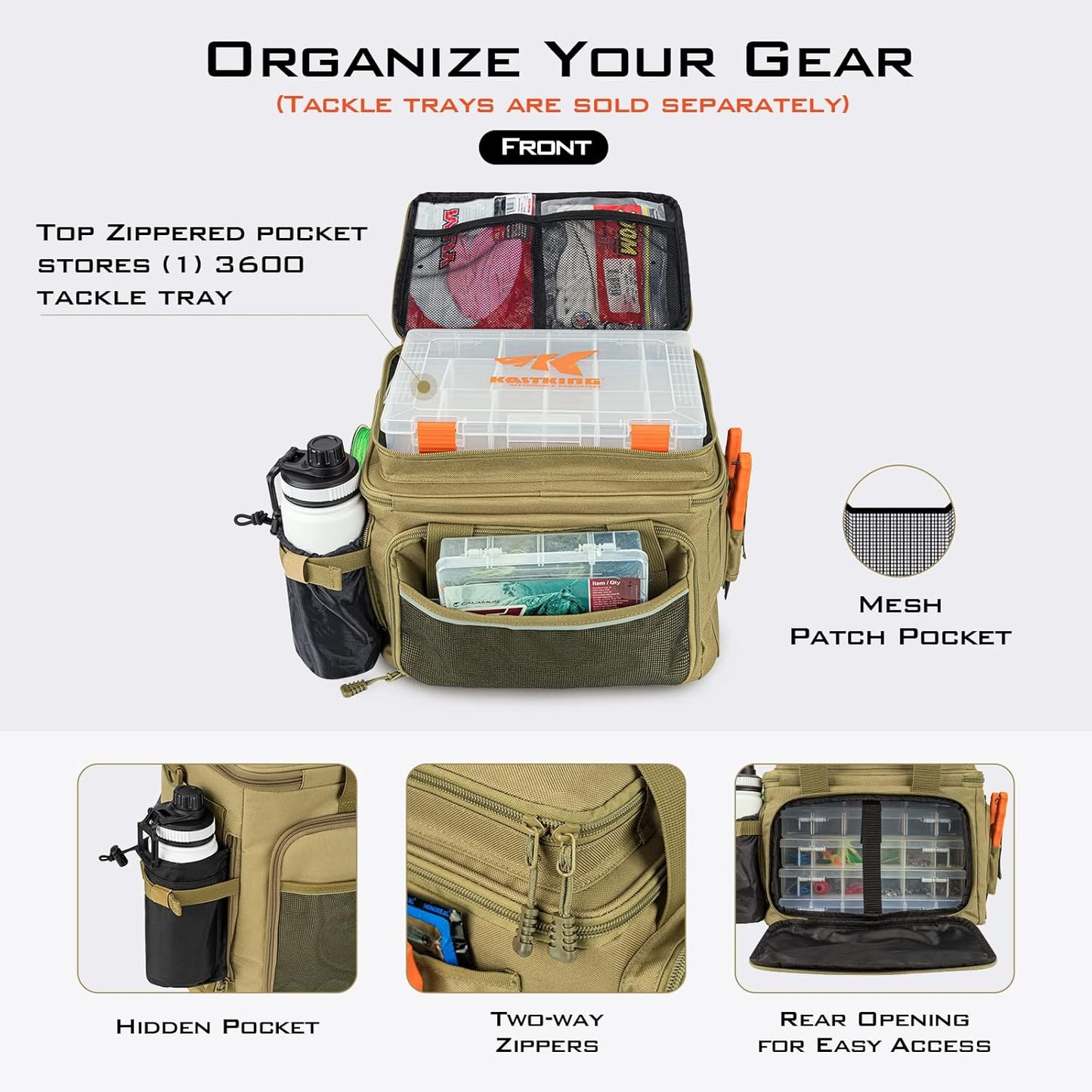 KastKing Fishing Tackle Bags - Saltwater & Freshwater Fishing Bags - Water Resistant, Padded Shoulder Strap - Gear Storage