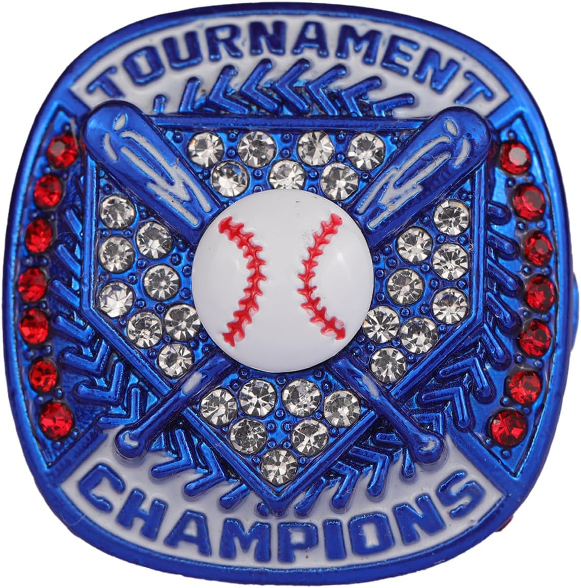 2 pcs, 12 pcs Pack Baseball Tournament Blue Championship Ring Trophy on Side Size 9