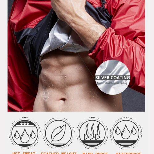 scosao Sauna Suit for Men Sweat Sauna Jacket Gym Workout Exercise Sweat Suits Long Sleeve Zipper Shirt with Hood Top,Black,XXL