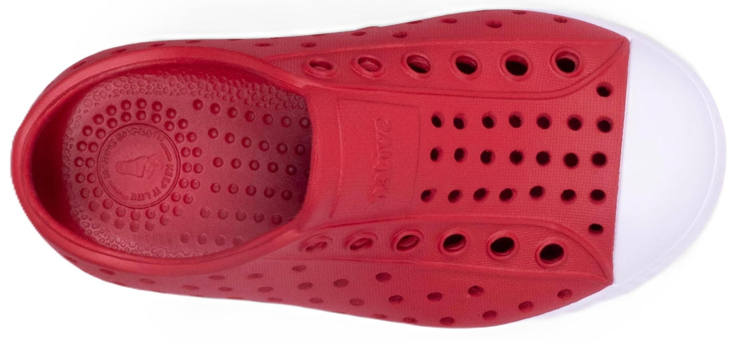 Native Shoes Unisex-Kids Jefferson Sneakers, Ruby Red/Shell White, 4 Big Kid