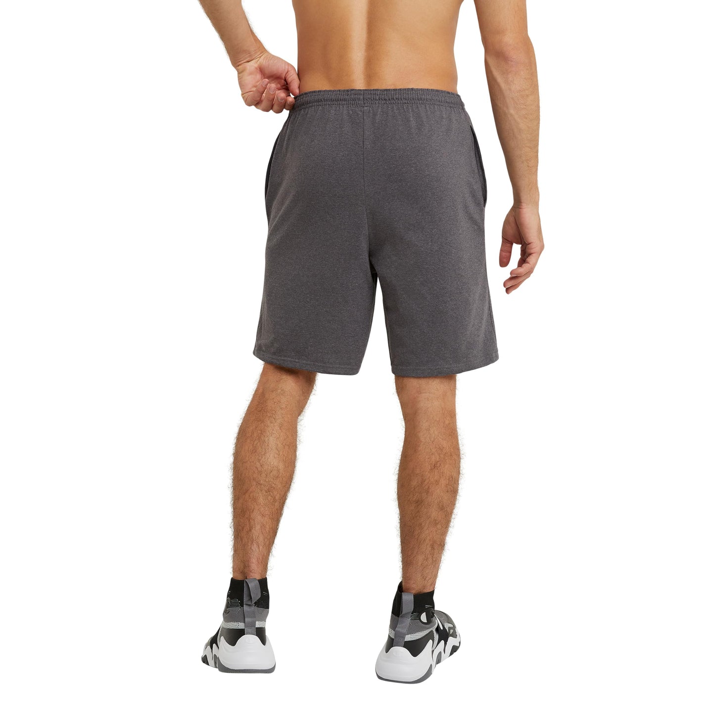 Champion Men's Graphic Jersey Short, granite Heather, Medium
