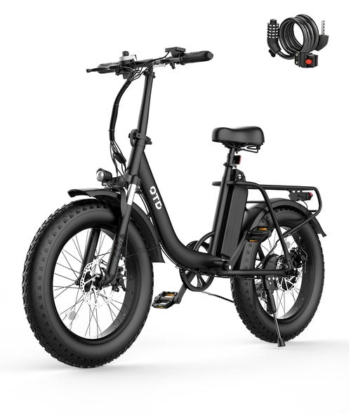 OTD Electric Bike for Adults with 800W Brushless Motor, 40Miles Commuting Electric Bike with 624Wh Removable Battery, 7-Speed, 20" Fat Tires and Front Fork Suspension,with Password Lock