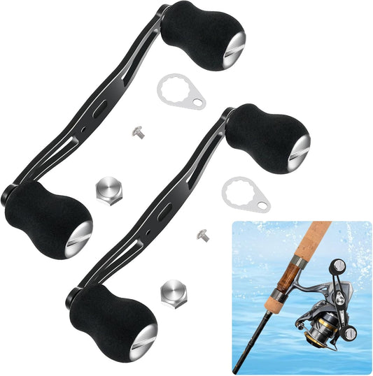 2 Pcs Fishing Reel Handle, Replacement Fishing Baitcaster Reel Handle Rocker with EVA Handles Grip Compatible with Abu Garcia Baitcasting Reels Parts, Left or Right Side Installation