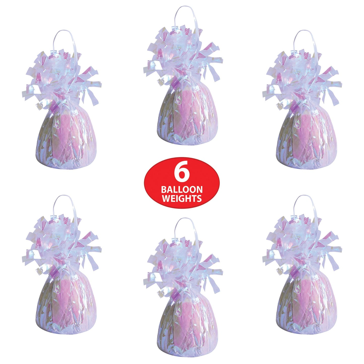 Beistle Wrapped Balloon Weight – 6 Pack, Opalescent Balloon Centerpiece and Bouquet Holders, Party Decoration Accessories and Event Décor for Birthdays, Weddings and Graduation Parties, 6 Oz