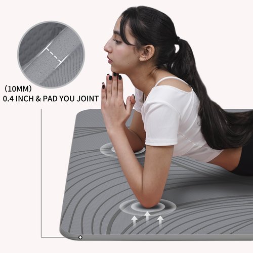 PAIDU Large Yoga Mat-72’x36’x0.4’ Extra Width ＆ Thick,Comfortable,Non-Slip Exercise Mat-Works Great on All Floor for Stretching,Yoga Studio,Gym or Home Workouts (Gray)