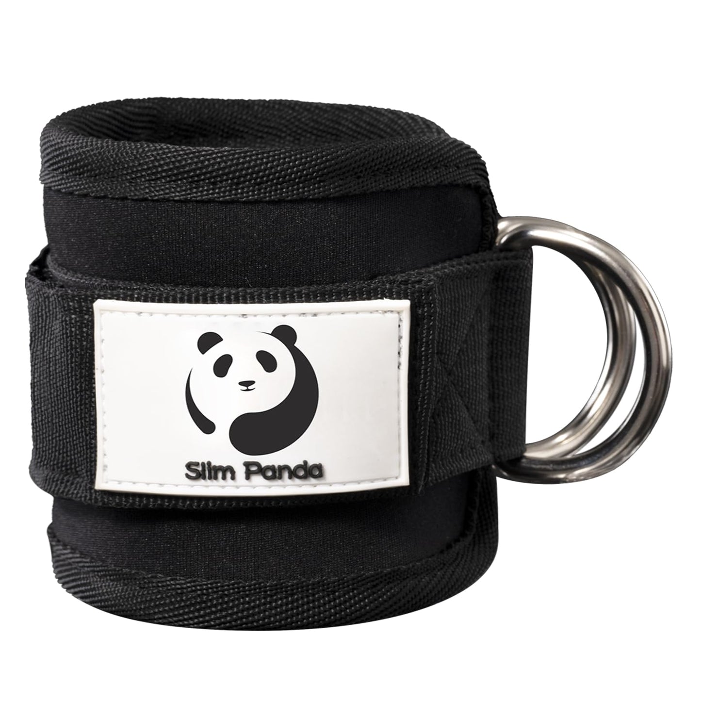 Slim Panda Ankle Strap for Cable Machine,Ankle Cuff for Kickbacks, Booty Hip Abductors,Glute Workouts, Leg Extensions, Curls for Men and Women, Adjustable with Double D-Rings (Single, Black)