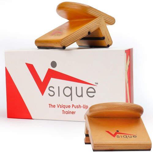 The Vsique Push Up Trainer for Proper Form - Wooden Ergonomic Push Up Grips Reduce Wrist, Joint Strain & Discomfort - Wrist-Friendly Design for All Fitness Levels - Push Up Grips for Floors & Counters
