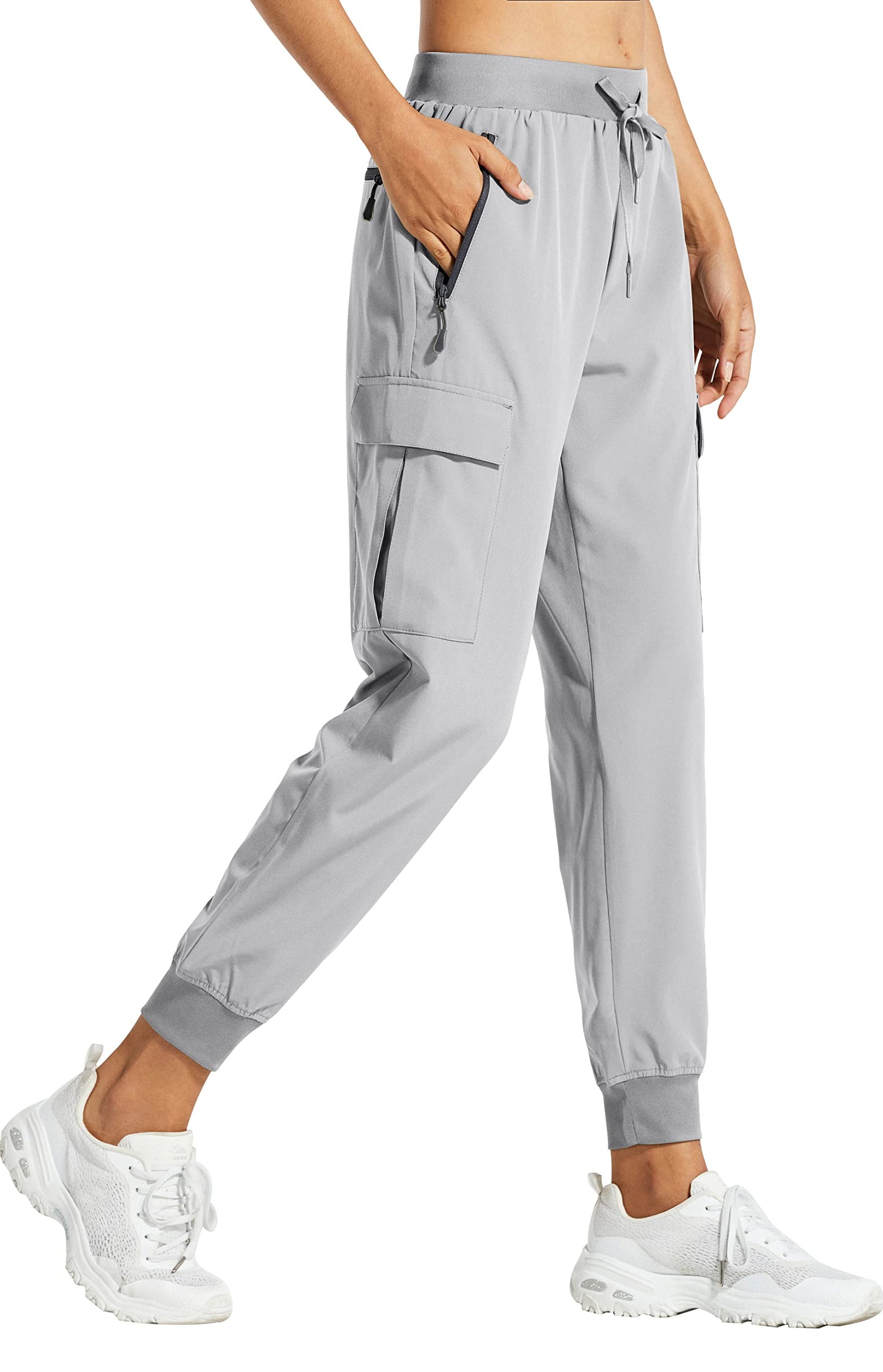 Libin Women's Cargo Joggers Lightweight Quick Dry Hiking Pants Athletic Lounge Casual Travel, Light Gray XL