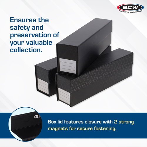 BCW QuickFold Card Storage Boxes – 3 Pack | Fits Toploaders & Sleeved Cards | Magnetic Closure | Foldable Cardboard Organizer