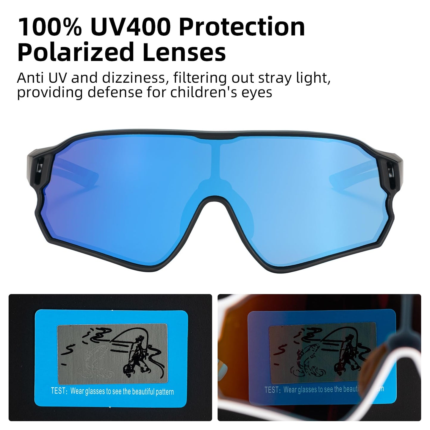 ROCKBROS Kids Polarized Sunglasses Cycling Glasses Sport Sunglasses UV400 Protection for Youth Boys Girls Age 8-14