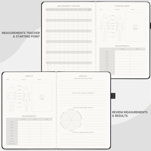 And Per Se Fitness Journal for Women & Men, Workout Log Book Planner with Daily Diet & Gym Exercise, Trainning Trackers- Undated, A5 Size, Hardcover(Black)