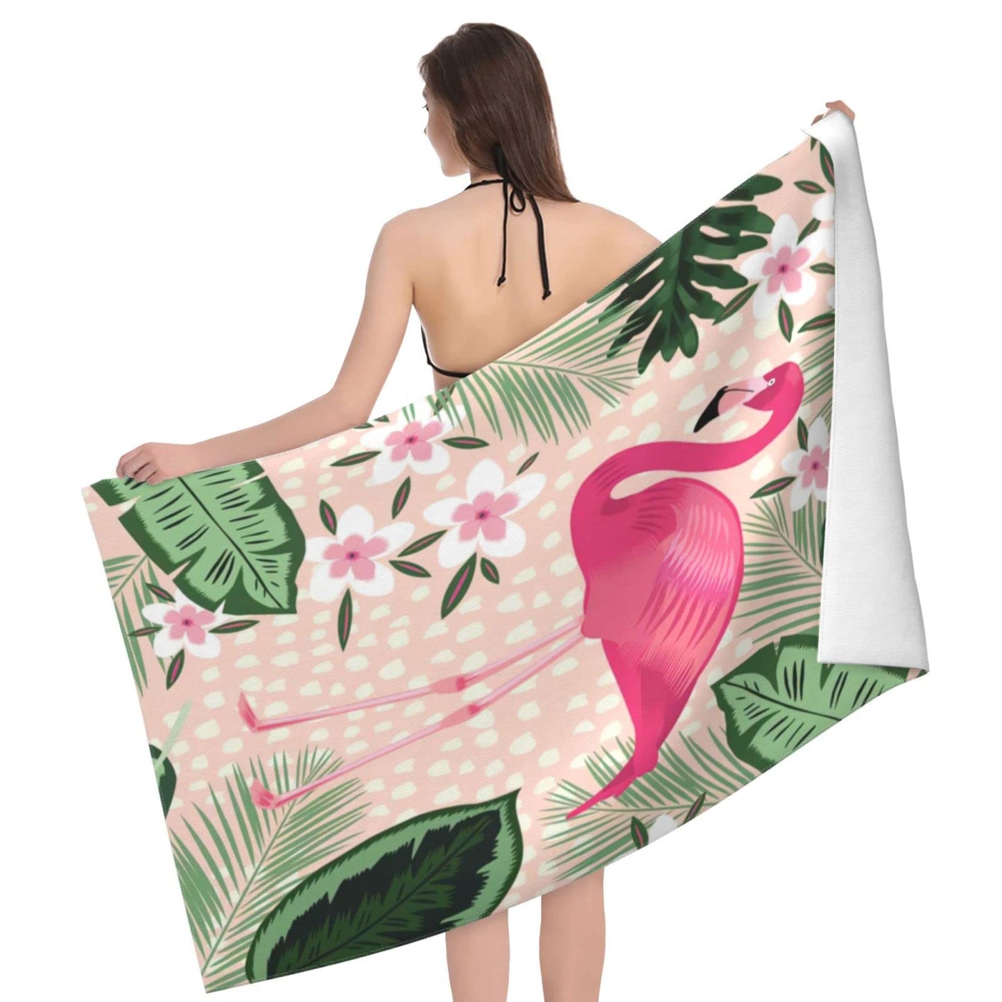 COMFAR Flamingo Microfiber Beach Towel for Women/Adults, Cute Personalized Beach Towels Bulk, Big Extra Large Beach Towels Oversized Clearance, Quick Dry Sand Free Pool Towel 30"x 60"