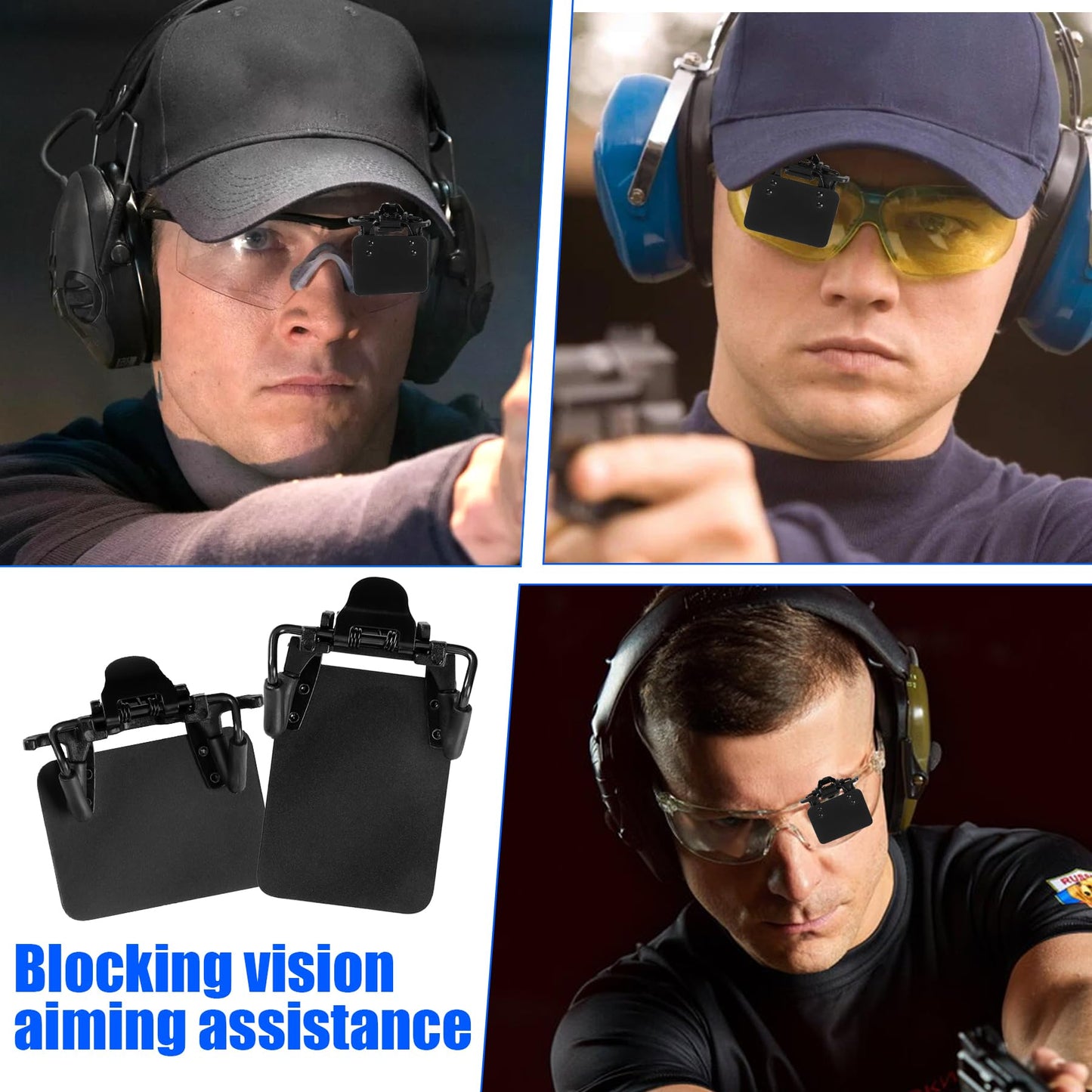 JORMIX 2 Packs Shooting Glasses Blinders International Standard Shooting Glasses Blinders Occluder Clip Patch Adjustable Angle Black