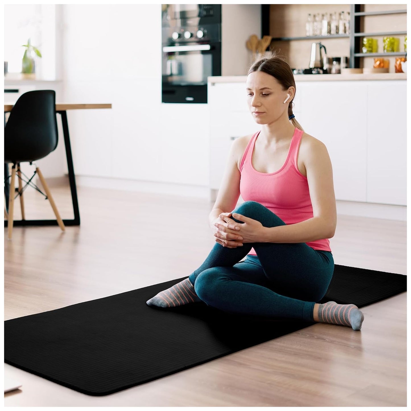 BalanceFrom Fitness GoYoga All Purpose 71x24 Inch Extra Thick 1/2 Inch Anti Tear High Density Slip Resistant Exercise Yoga Mat w/Carrying Strap, Black